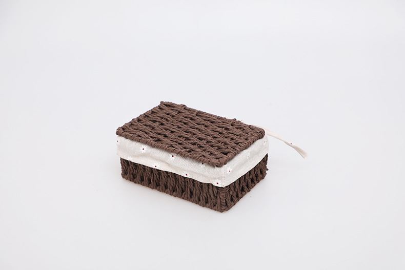 Imitation rattan woven fabric storage basket, dirty clothes, socks, tissue storage box, rectangular dried fruit and snack storage basket set pic 26