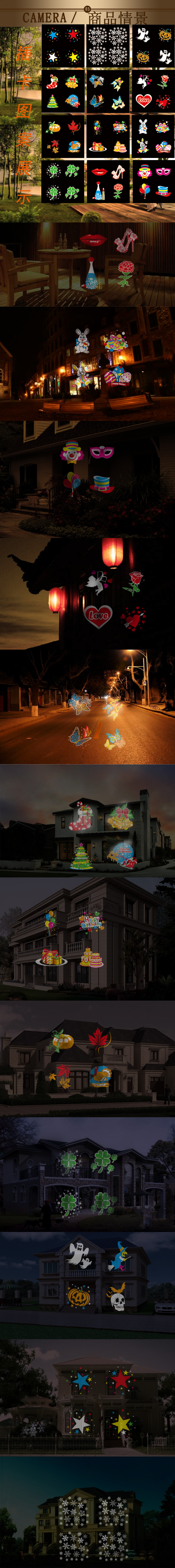 LED outdoor lawn light, Christmas decoration projection, non-fading film, remote control card insert light, waterproof pic 4