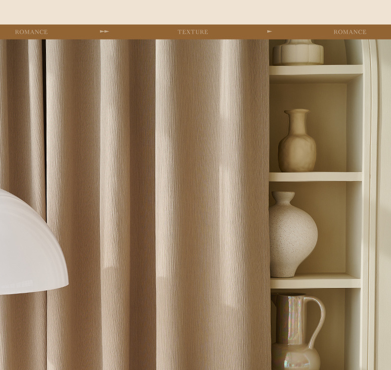 The 2022 new style of high-end, elegant, simple, modern, light-blocking, light luxury, high-temperature set and small fine wrinkle curtains for living rooms and bedrooms pic 26