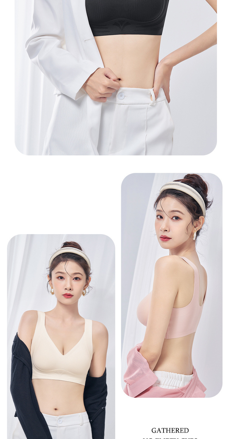无痕内衣女小胸聚拢夏季薄款运动一体美背心式固定杯无钢圈文胸罩详情17