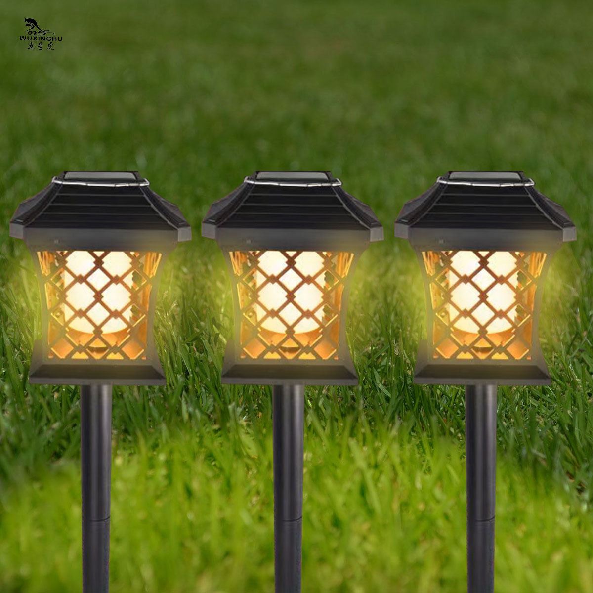 New solar lamp column head lamp, lighting flame lamp, home fence, outdoor landscape, waterproof garden and courtyard lamp pic 1