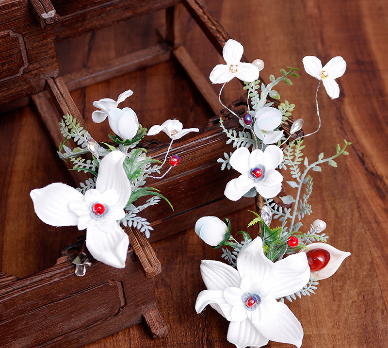 Bride hairpin headwear, forest-style super fairy-like Korean adult short hair clip, wedding dress hair accessory, side clip, hair flower hairpin pic 1