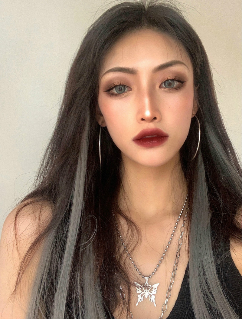 Ear-hanging dyed colored wig pieces, one-piece natural invisible highlight dyed hair extensions, gradient long straight hair extensions for women pic 16