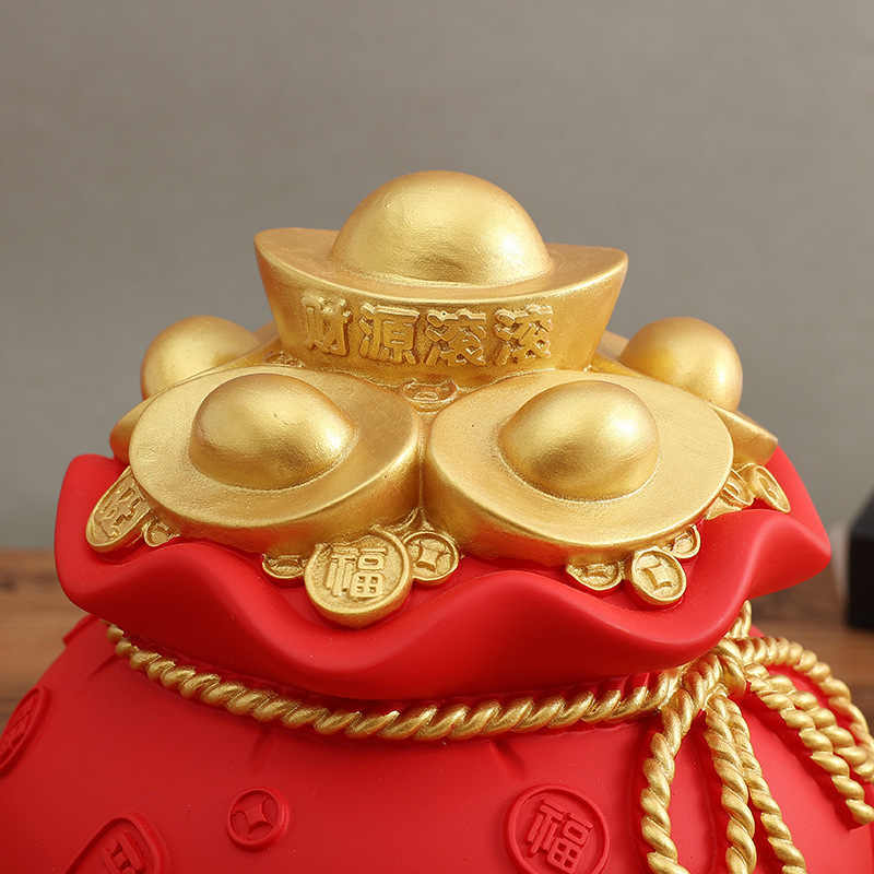 元宝钱袋客厅插花摆件新年喜庆存钱罐招财摆设麦穗红果干花花瓶详情8