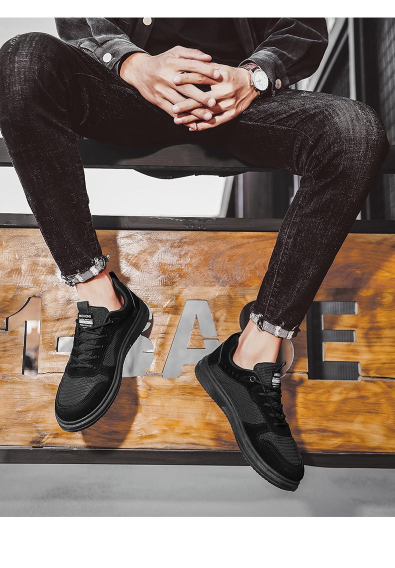 简约青年网布板鞋平底透气休闲运动鞋春夏季低帮系带百搭男鞋新款详情11