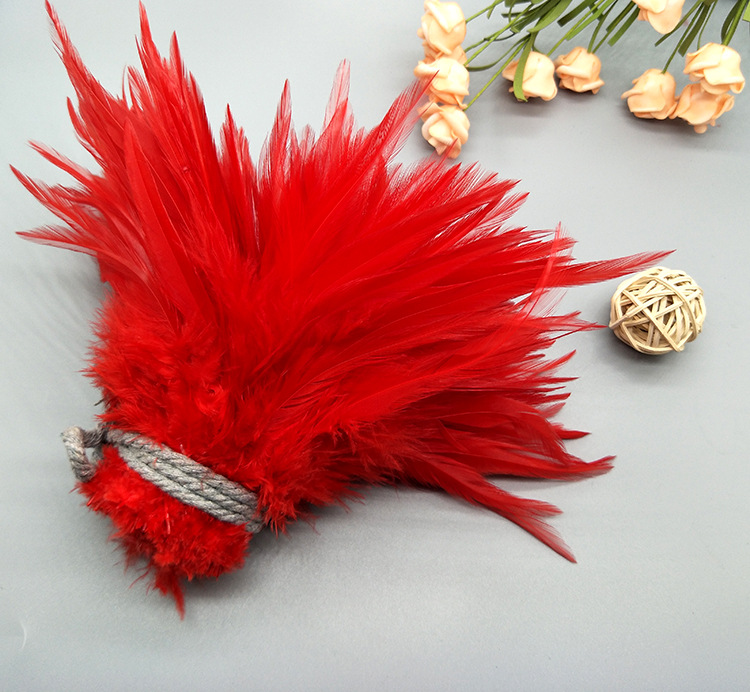 Dyed chicken feathers 4-6, white pointed, colored feather ornaments, corsages, headwear, hat flowers, dream catchers, cat teasing sticks materials pic 39