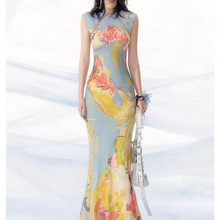 In-stock [Drunken Qiongfang] New Chinese-style gilded horse Face dress for Autumn and Winter, retro high-waisted half-body style pic 4