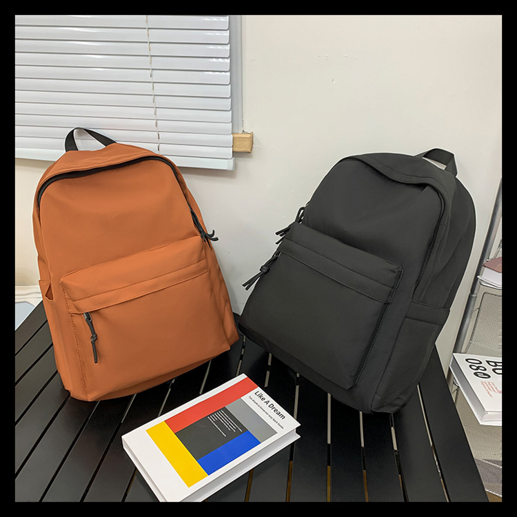 无印黑色书包男大学生 ins风日系简约男生背包初中高中生双肩包女详情10