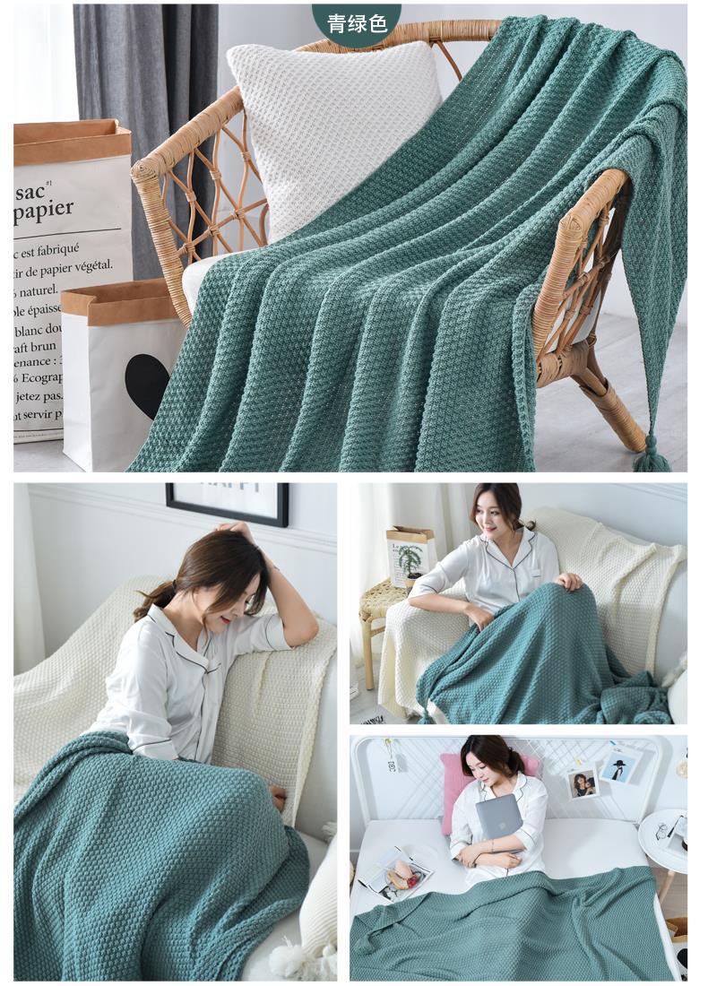 ins北欧风沙发盖毯办公室午睡毯子流苏针织球毛线休闲空调小毛毯详情15