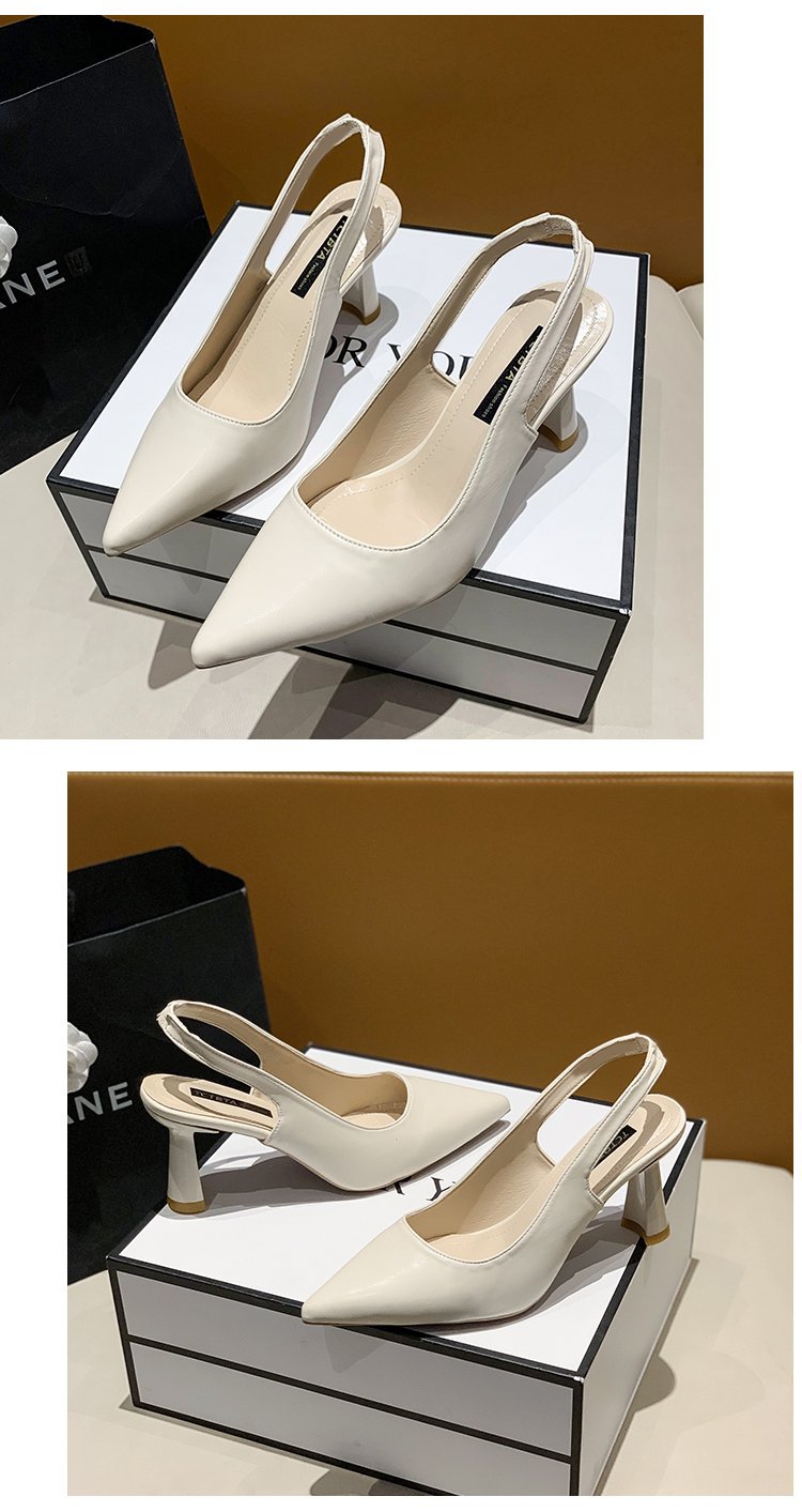 2023春夏季新款尖头高跟鞋女细跟包头凉鞋后空浅口单鞋女详情78