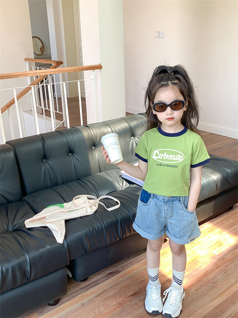 女童夏款短袖T恤女宝宝莫代尔印花卡通童装儿童圆领薄款面膜上衣详情4