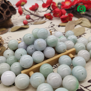 翡翠散珠厂家直销6mm-14mm冰种糯种三彩缅甸A货圆珠手链项链diy配详情5