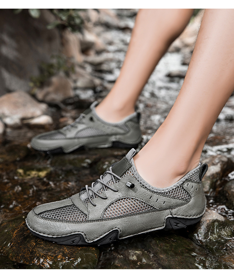 真皮牛皮跨境新款男士休闲运动鞋大码缝制透气网面鞋八爪鱼男鞋子详情29