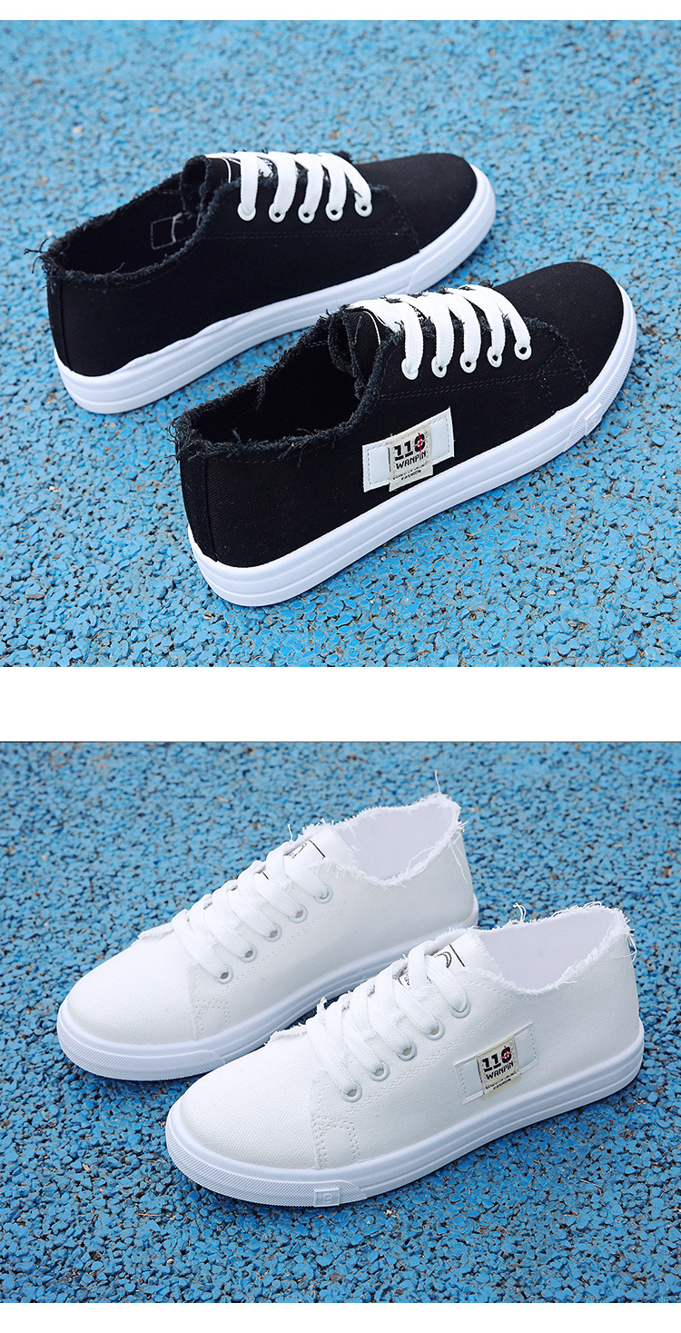 2024春季新款韩版拼色帆布鞋女透气系带学生休闲小白鞋女一件代发详情16