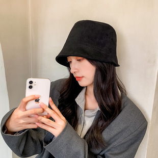 帽子女秋冬日系网红百搭加绒加厚渔夫帽宽檐保暖卷边盆帽详情4