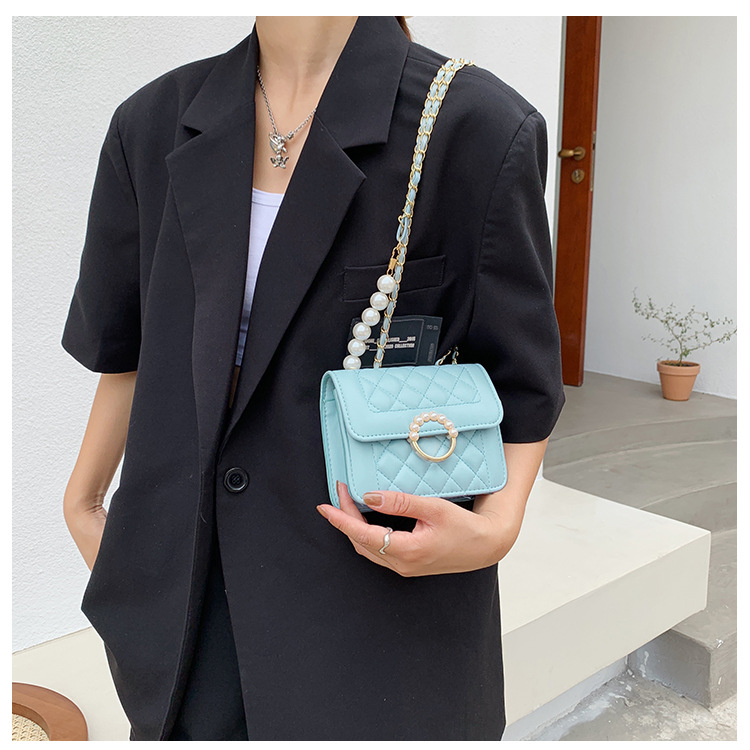 夏天迷你小包包2022新款潮珍珠链条包女包夏季百搭白色单肩斜挎包详情19