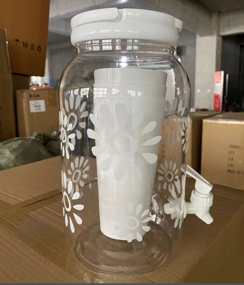 跨境爆款冷水壶套装条纹壶冷水壶塑料酒吧饮料果汁壶透明凉水壶详情1