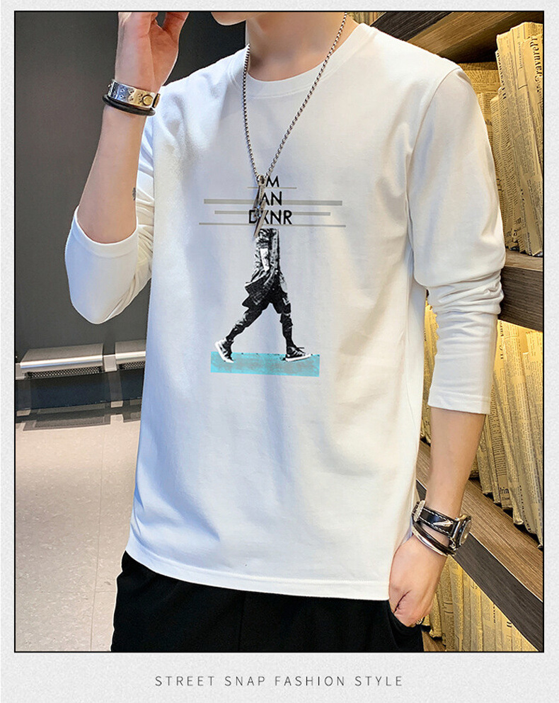 新款春秋季男士长袖t恤男潮牌棉体恤男T宽松薄款卫衣上衣服男装潮详情21