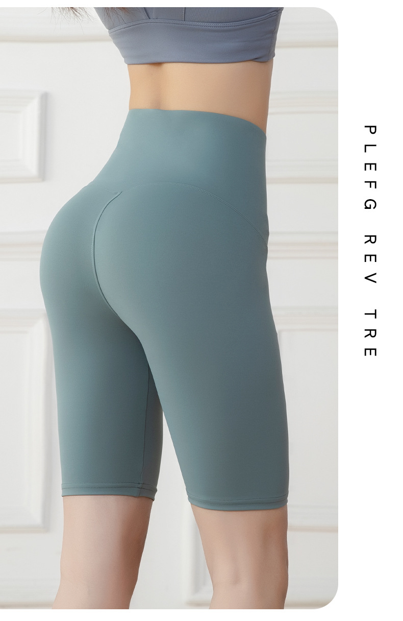 五分高腰紧身运动健身裤女欧美跨境排扣收腹瑜伽短裤详情16