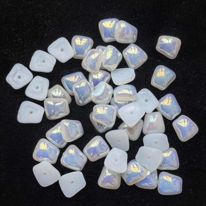 Trapezoidal half-sided AB color UV coating without color fading 11.5*12mm Baroque special-shaped plastic imitation pearl imitation mermaid pic 3