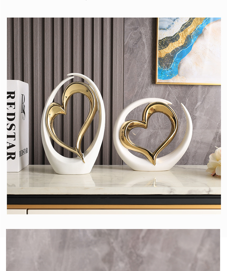 2025 New high-end heart-shaped creative decorative items for home living rooms, entrance halls, wine cabinets, decorative ceramics, modern TV cabinets, craft decorations, new Chinese-style good items, home decorative items, artworks pic 6