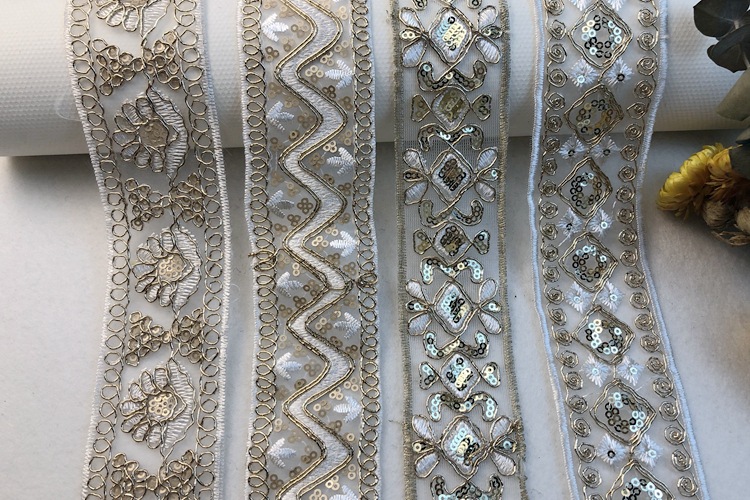 In stock: mesh, sequin, embroidery, lace, gold thread, bone lace, webbing, curtains, wedding lace, clothing accessories pic 32