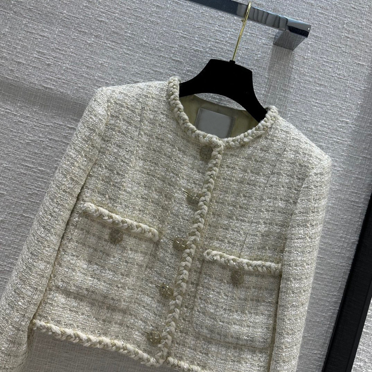 BW61257 Chanel-style coat, Korean-style fashionable socialite girl, gradient contrasting color woven coarse tweed short cardigan, autumn pic 16