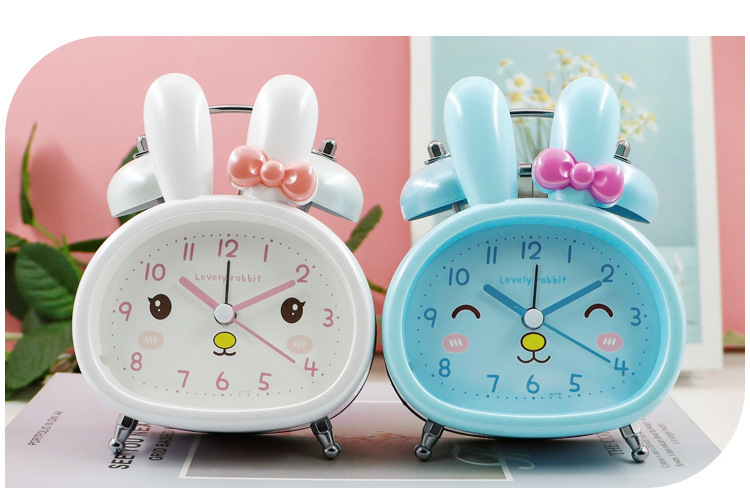 New best-selling student cartoon 3-inch pink silent cartoon metal external bell alarm clock factory direct sales pic 13