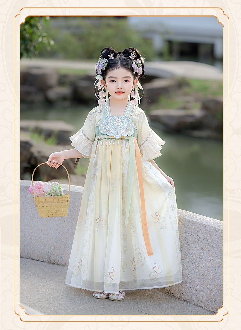 国潮女童汉服2025夏季新款儿童高端古装日常襦裙小女孩唐装连衣裙批发详情15