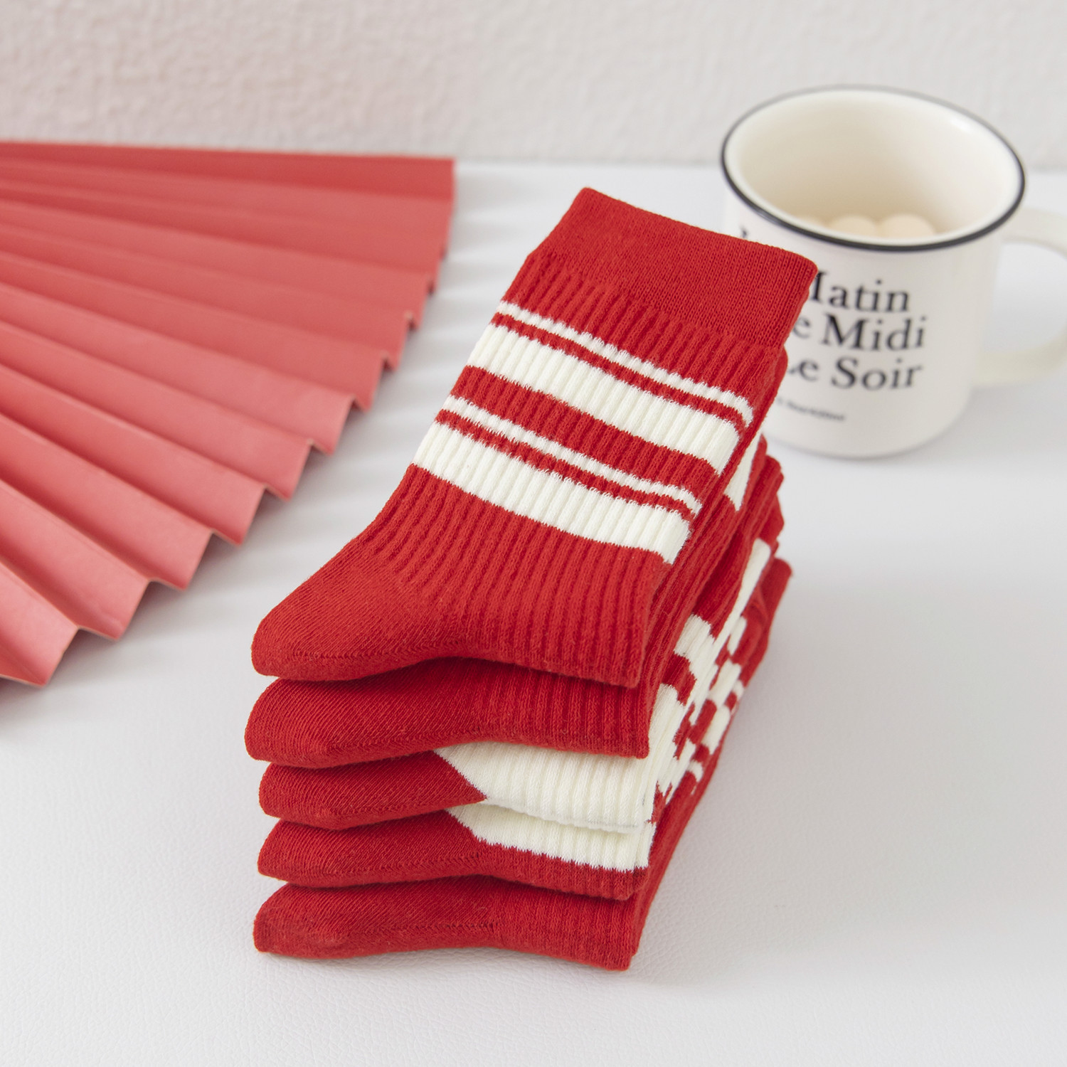 龙年新年本命年大红袜子女秋冬款棉袜中筒袜结婚喜庆2024新款红袜详情4