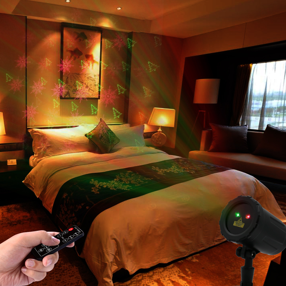 Cross-border exclusive plastic shell laser light outdoor waterproof Christmas starry sky pattern RF remote control pic 22