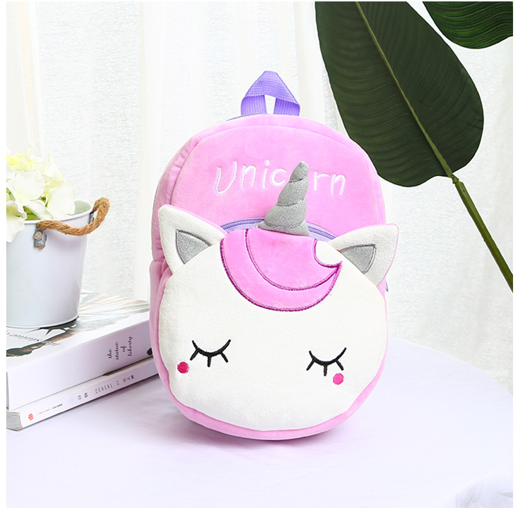 Wholesale of new cross-border unicorn plush toy backpacks for boys and girls and cute cartoon backpacks pic 2