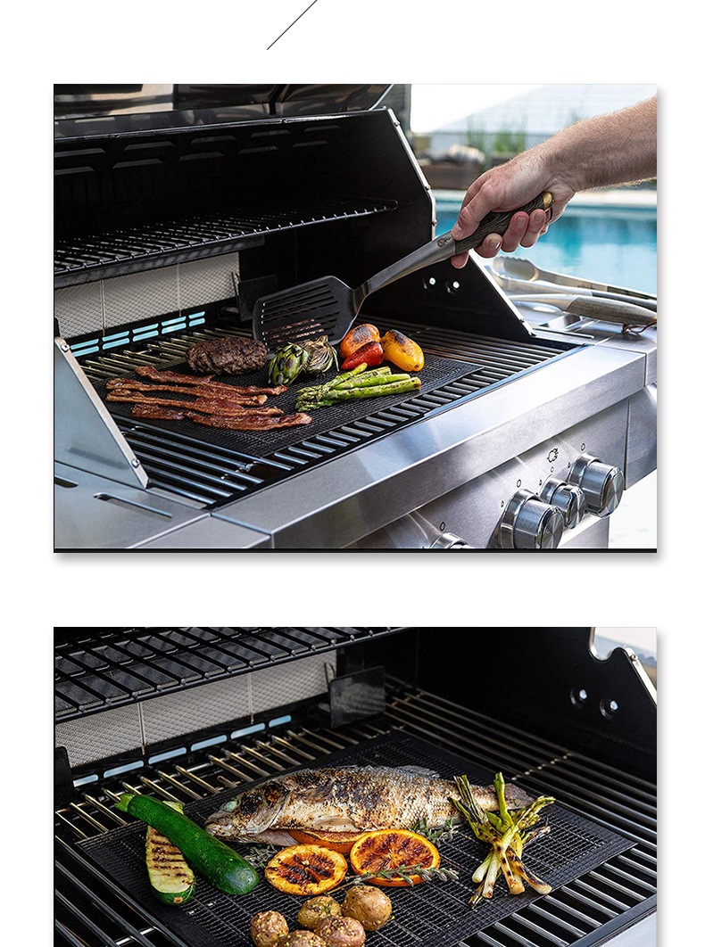 Outdoor barbecue Teflon non-stick mesh mat, mesh grid barbecue net, barbecue bbq barbecue mat pic 7