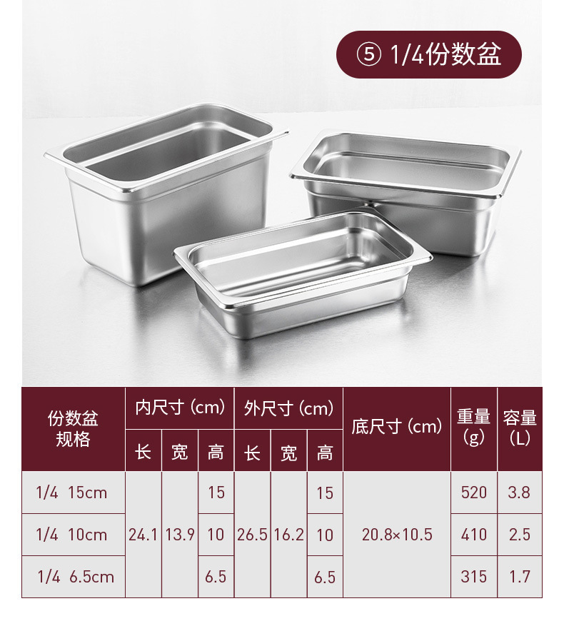 07 Thick American-style serving basins, stainless steel serving plates, buffet serving basins, hotel thickened with LIDS, full-specification wholesale stainless steel food buffet GN pan serving basins pic 15
