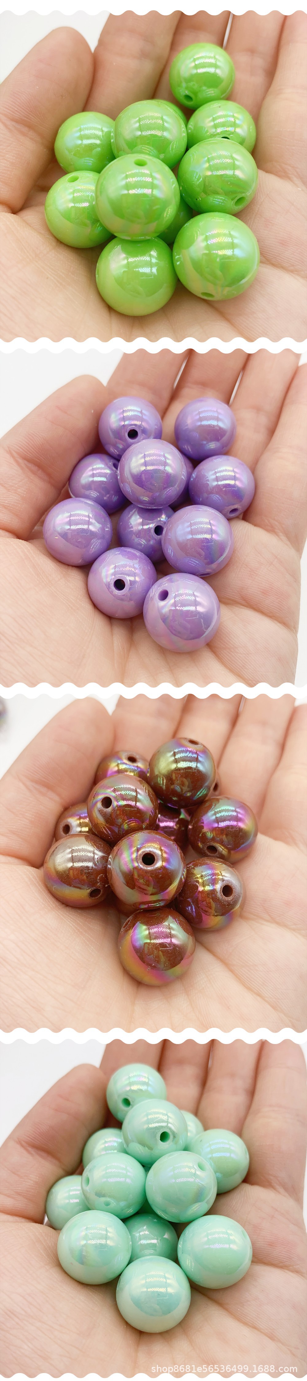 亚克力珠幻彩圆珠直孔AB彩马卡龙色diy手机链串珠糖果色散珠卡16详情2