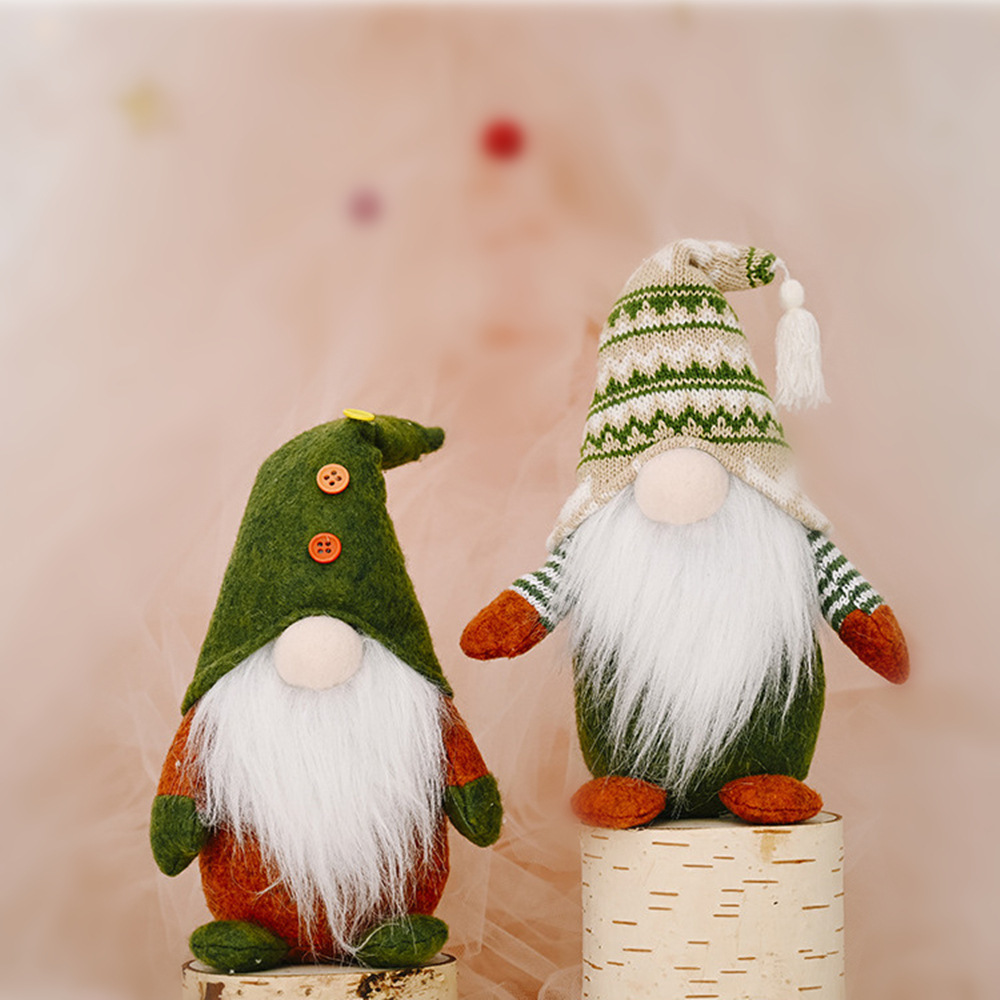 无脸老人地精娃娃公仔 圣诞节鲁道夫 北欧绿色风格装饰圣诞节摆件详情5