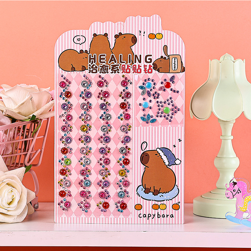 新款卡皮巴拉系列装饰贴 治愈系贴贴钻亚克力手机保温杯贴纸详情7