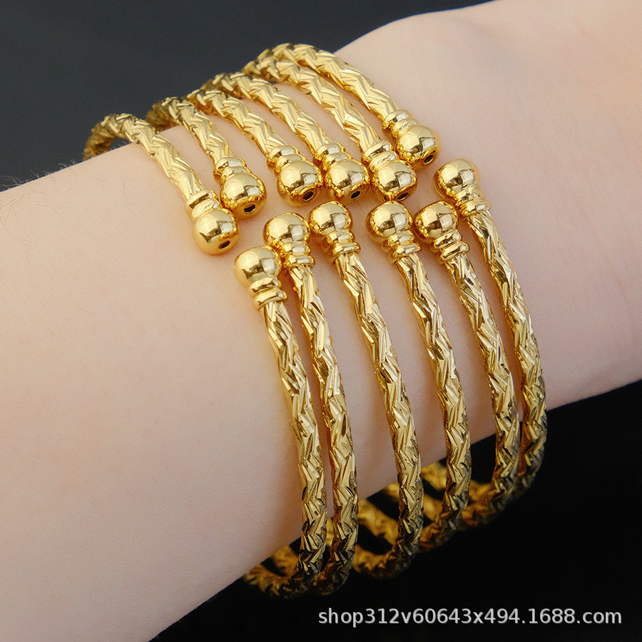 3MM gold-plated bracelet for women, African gold bead bracelet, gift for Ethiopian wedding brides pic 2