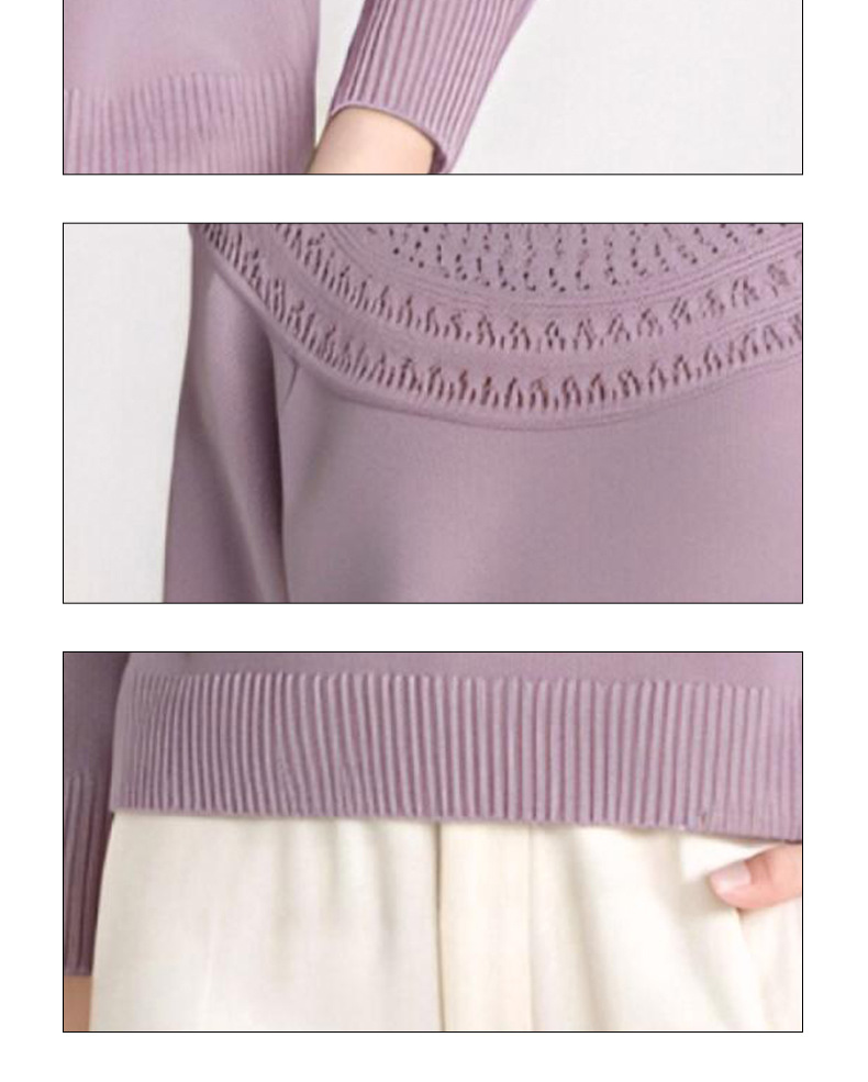 A semi-high-neck sweater for women in the 2024 autumn and winter season, which is stylish, versatile and exudes a sense of sophistication. It is a long-sleeved top with cutouts pic 10