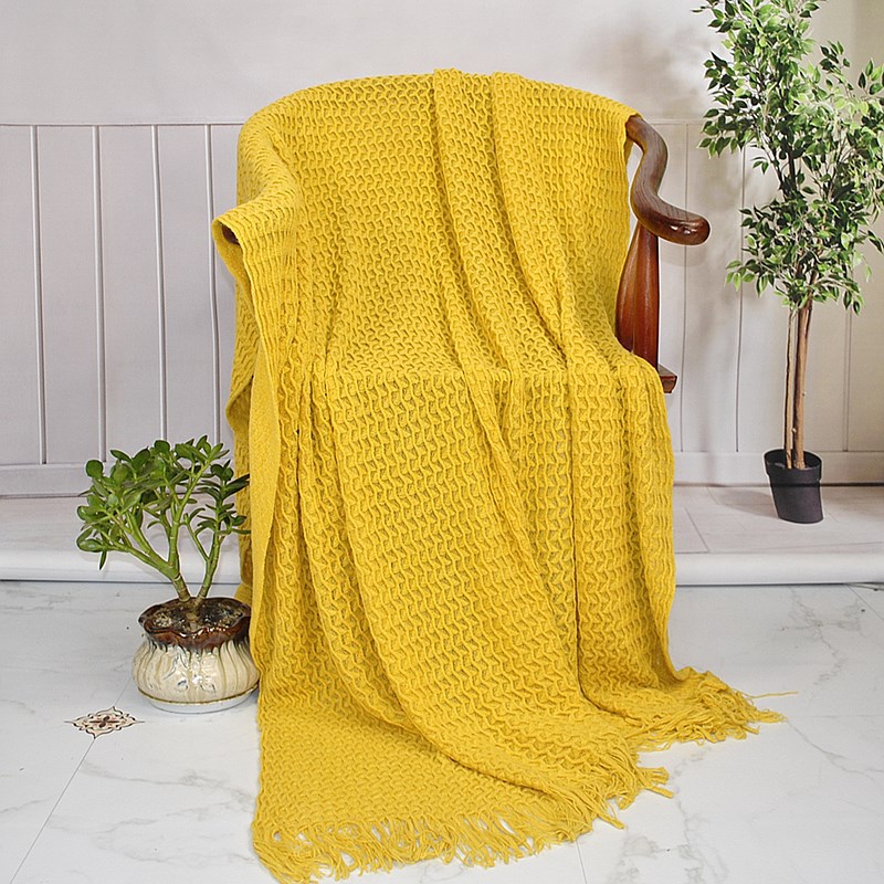 Knitted sofa blanket, Bohemian Nordic style office tassel nap blanket, knee blanket, homestay bed end blanket pic 4