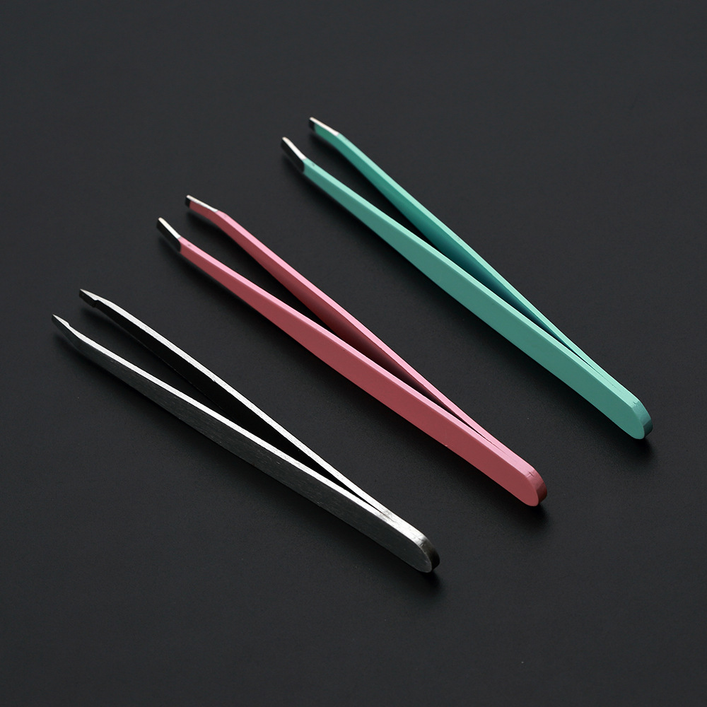 批发不锈钢修眉夹镊子拔毛修眉毛斜口平口眉毛夹假睫毛辅助器镊子详情4