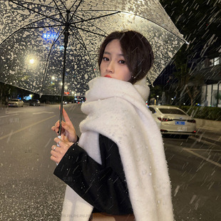 兔毛毛线帽子女秋冬季毛茸茸虎头醒狮渔夫帽显脸小针织毛绒帽子详情5