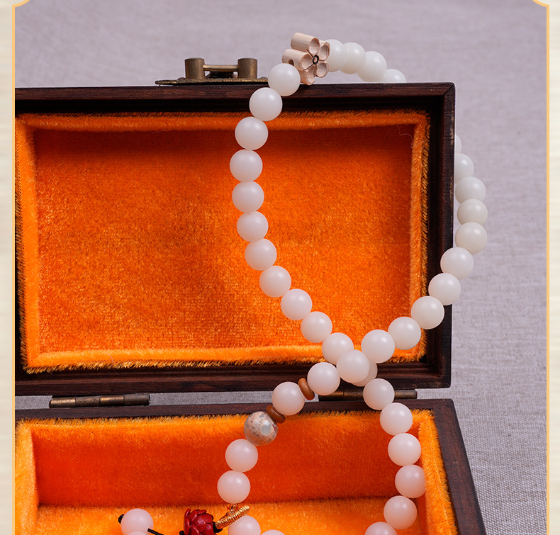 绿松石白玉菩提手串文玩高含量朱砂莲花福袋吊坠新中式男女款手链详情8