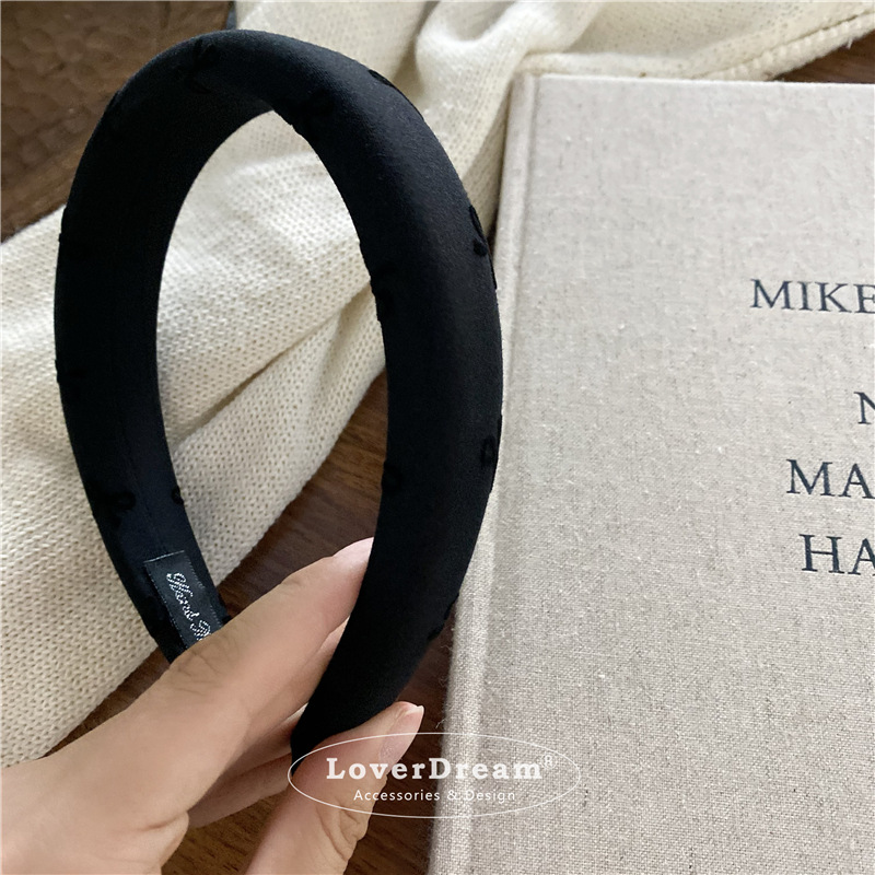 A new high-quality black polka dot heart-shaped bow headband from South Korea, sweet and fashionable headband, versatile hair accessory pic 46