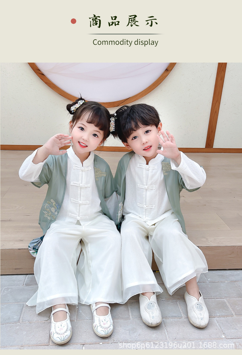 国潮儿童汉服男中国风古装六一儿童合唱服表演服国学服男女童演出服夏详情6
