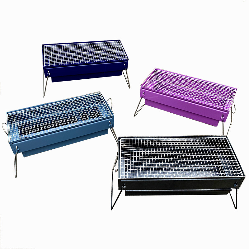 厂家现货新品网红马卡龙色烤漆户外烧烤炉BBQ便携式折叠烧烤架详情3