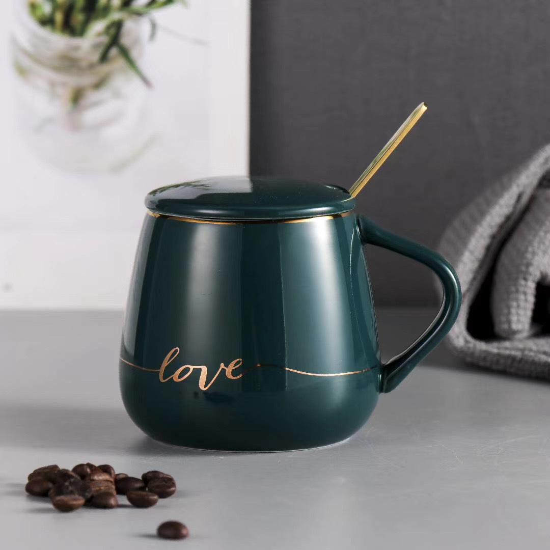 来样定制陶瓷杯简约英文情侣杯色釉礼品杯可刻字马克杯现货批发详情4