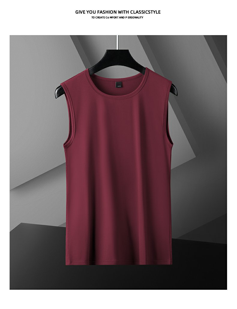 冰丝感莫代尔背心男士夏季薄款坎肩运动健身跨栏速干内穿无袖t恤详情16
