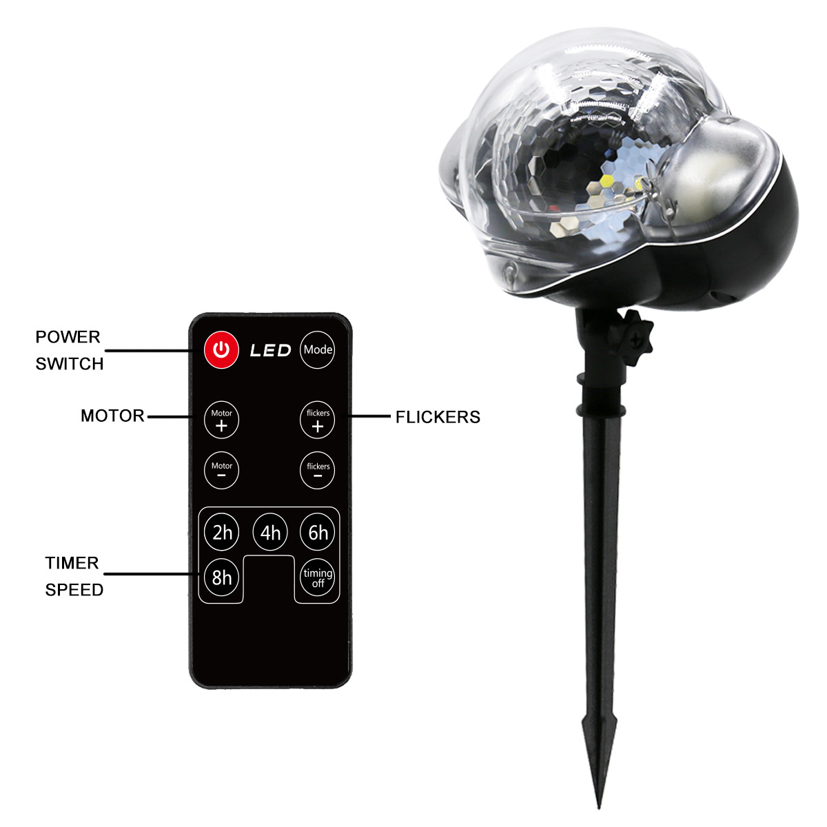 2019 new cross-border exclusive MINI snow light, outdoor waterproof RF remote control Christmas snow light, lawn light pic 6