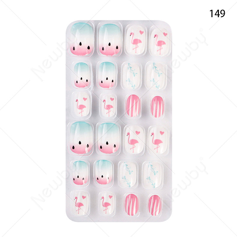 Finished nail sheets for children, 24 pieces of nail patches, cartoon Christmas fake nails, detachable nail stickers with adhesive backing pic 41